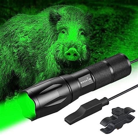 Zoomable Green Hunting Light: Rechargeable Tactical Flashlight