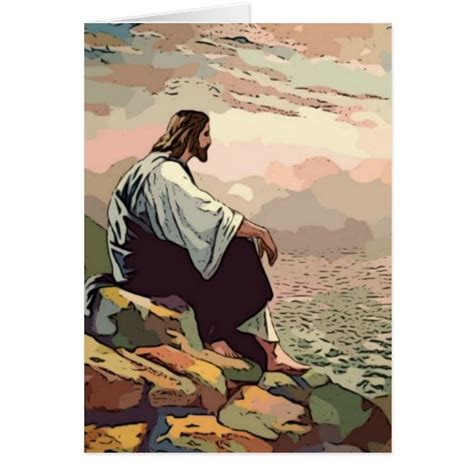 Jesus Praying on a mountainside Card | Zazzle