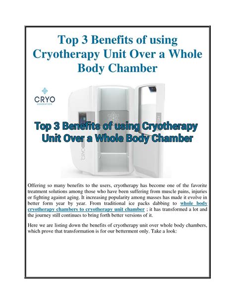 PPT - Top 3 Benefits of using Cryotherapy Unit Over a Whole Body Chamber PowerPoint Presentation ...