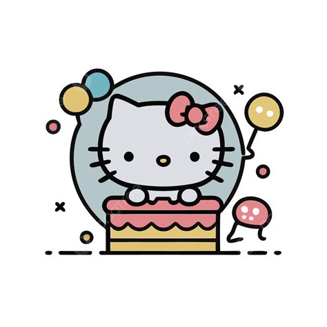 Hello Kitty In A Birthday Cake Vector, A Lineal Icon Depicting Hello ...