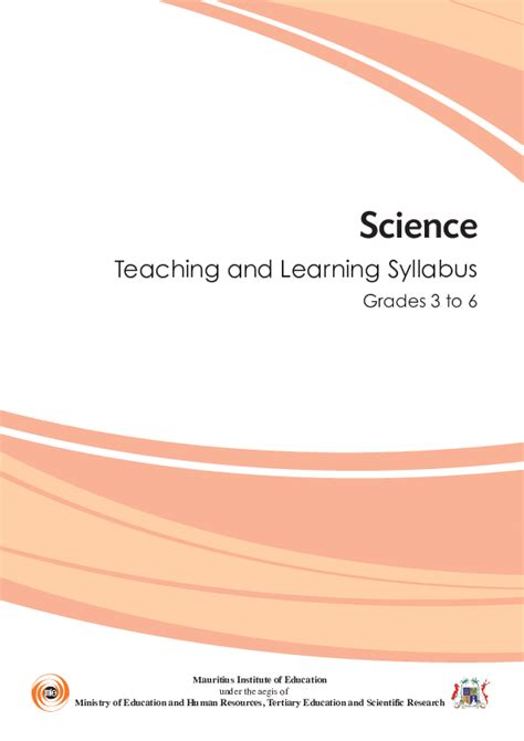 (PDF) Science Teaching and Learning Syllabus Grades 3 to 6 Mauritius ...