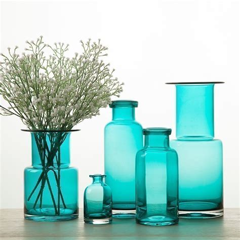 Home Decor Glass Vases Blue Flower Vase Christmas Decoration Modern Vases Decorative Retro Small ...