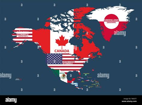 vector illustration of North America map (include Northern America, Central America and ...