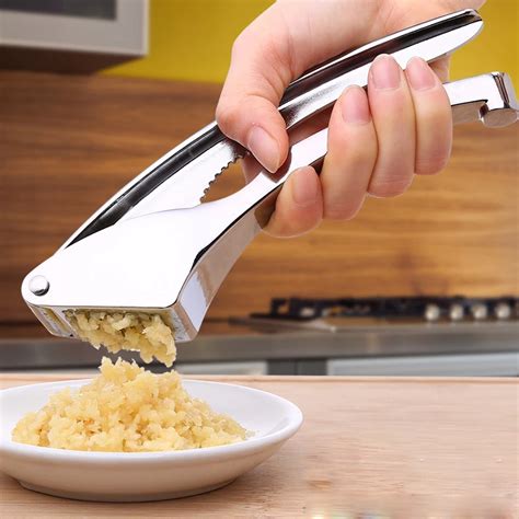 Garlic Press Stainless Zinc Alloy Crusher Garlic Presses Hand Press Garlic Ginger Presser Slicer ...