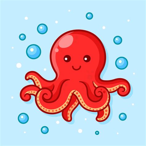 Cute Octopus Vector Illustration | Pulpo animado, Pulpo, Ilustración vectorial