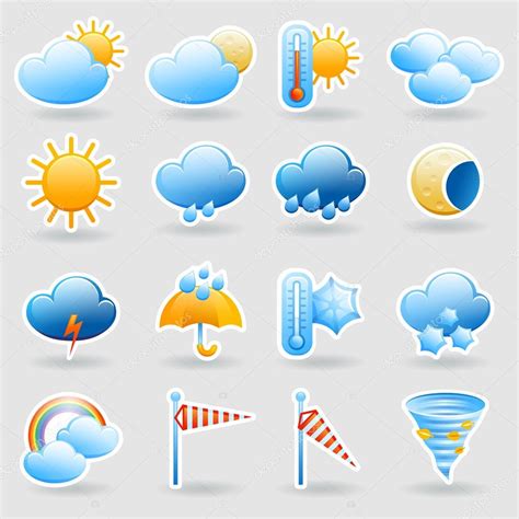 Weather forecast symbols | Weather forecast symbols icons set — Stock ...