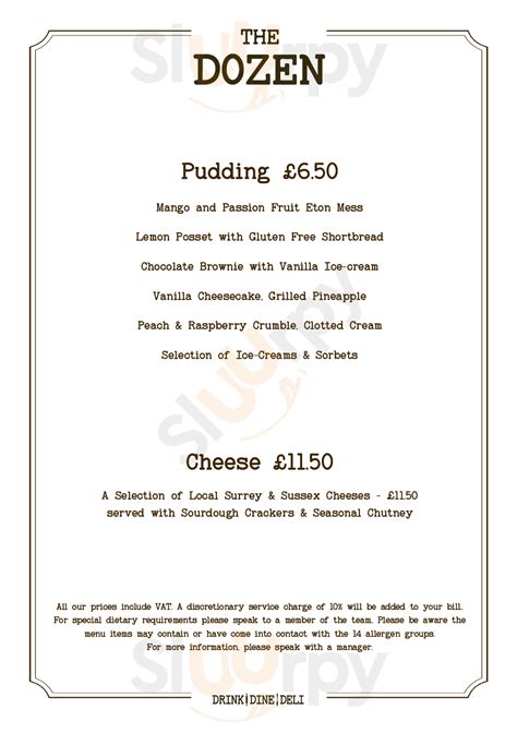 The White Horse menù, Dorking - Main Menu | Sluurpy