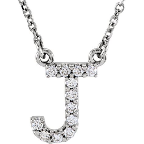 14k Gold 1/8 CTW Diamond Alphabet Initial Letter J Necklace – Bengjo