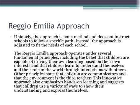 Fundamental Principles of the Reggio Emilia Approach