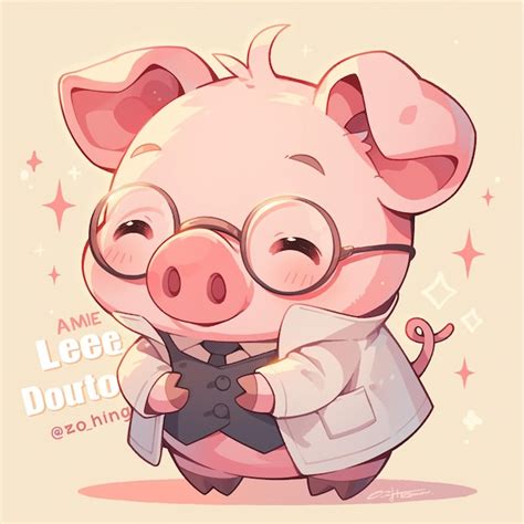 Premium Vector | A cleanloving pig doctor cartoon style