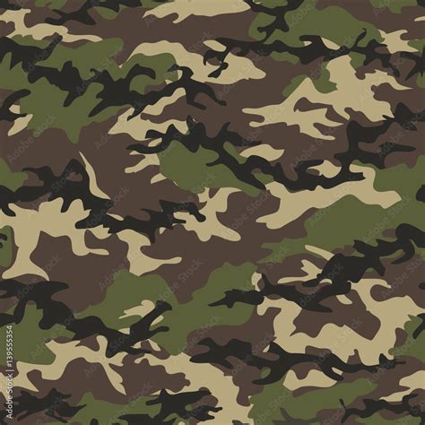 Camouflage seamless woodland pattern background. Military camouflage pattern. Fashionable ...