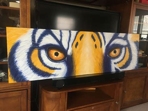 Painting on board for Louisiana State University fan, 60" x 18". #LSU #tiger #tigereyes Artist ...