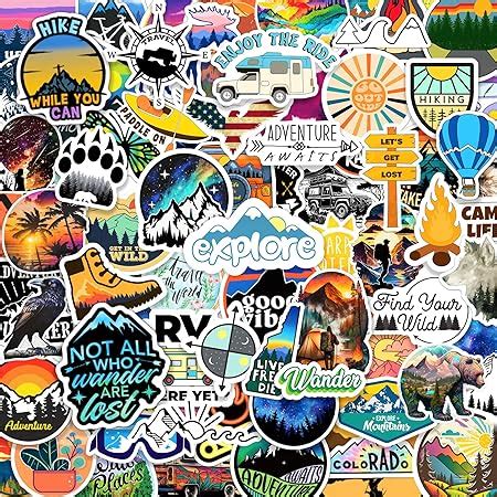 Amazon.com: 50pcs Pack Outdoor Camping Stickers for Water Bottle ...