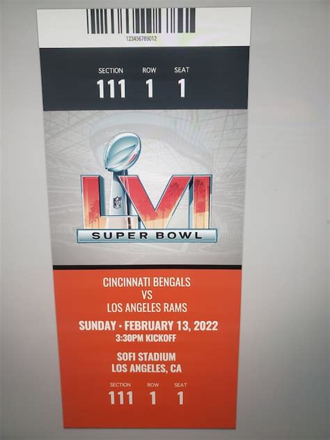 Super Bowl LVI 56 Commemorative Ticket Stub With Holder LA | Etsy