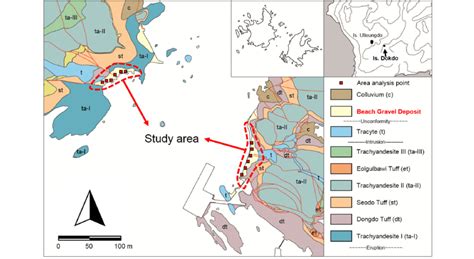 Simplified geological map of the Dokdo island depicting both studied ...