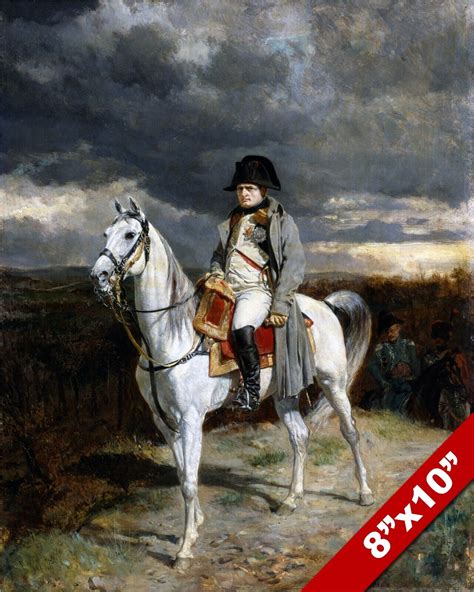 NAPOLEON BONAPARTE FRENCH ON HIS WHITE HORSE 1814 PAINTING ART REAL CANVAS PRINT | eBay