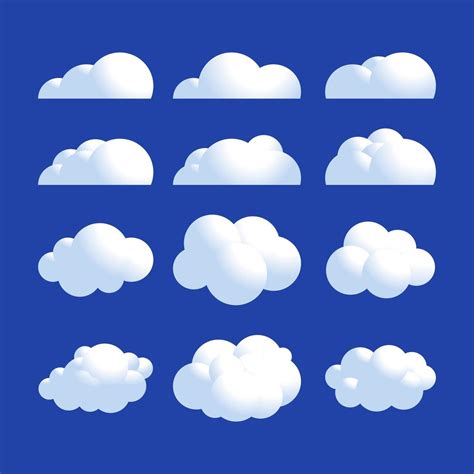 Fluffy realistic cloud icon set 1212785 Vector Art at Vecteezy