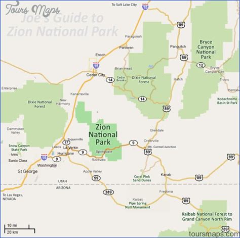 Zion National Park Map Tourist Attractions - ToursMaps.com