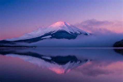 Serene Reflections: Mount Fuji at Dawn - HD Wallpaper