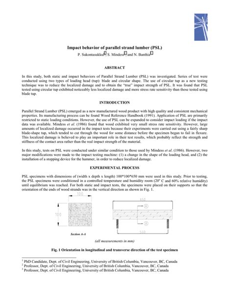 Impact behavior of parallel strand lumber (PSL)