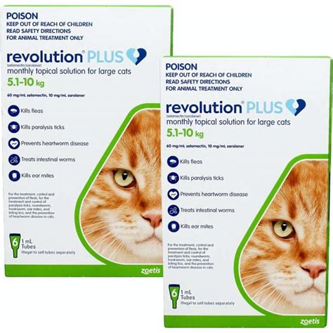 Revolution Plus for Large Cats 5.1-10kg (Green) 2x6 Pack | Woolworths