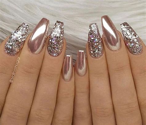 #beautifulacrylicnails | Rose gold metallic nails, Metallic nails ...