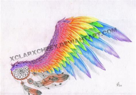 Rainbow Wing - bosquejo del tatuaje por xClarXCheex Wing Tattoos On Back, Upper Back Tattoos ...