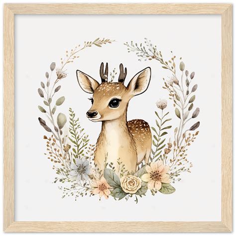 Cute Boho Deer & Boho Flowers, Nursery Wall Art Instant Download High ...