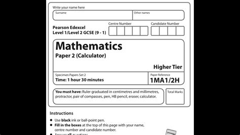 EDEXCEL GCSE Maths. NEW SPEC (9-1) 2017. Set 2. Paper 2. Higher, Calculator - YouTube