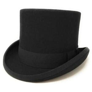 Tall Top Hat Black Wool Felt 6" Lined. Quality. Medium, Large, X Large ...