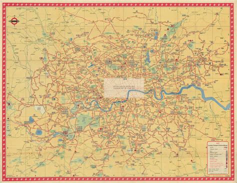 London Transport Bus map Central Area. LEWIS January 1950 old vintage