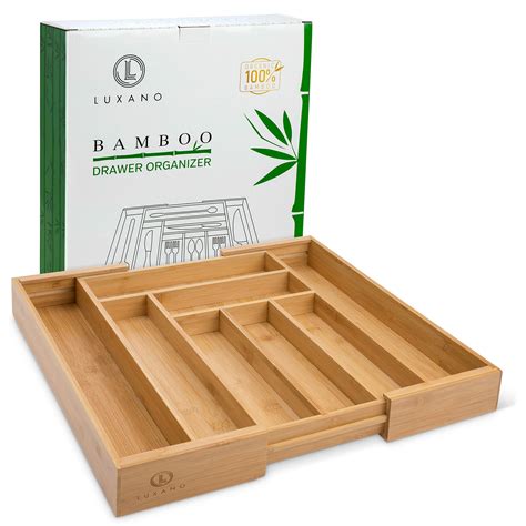 Deep Expandable Bamboo Drawer Organizer: Heavy Duty Adjustable ...