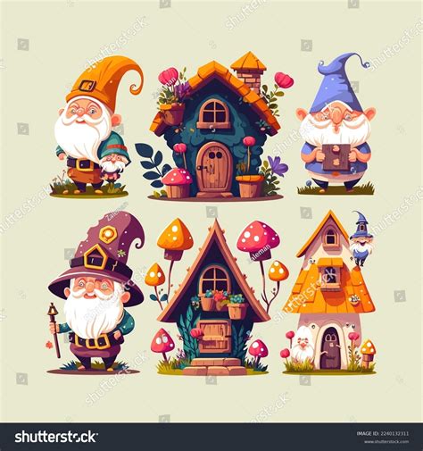 Garden Gnomes Characters Cute Cartoon Fairytale Stock Vector (Royalty ...