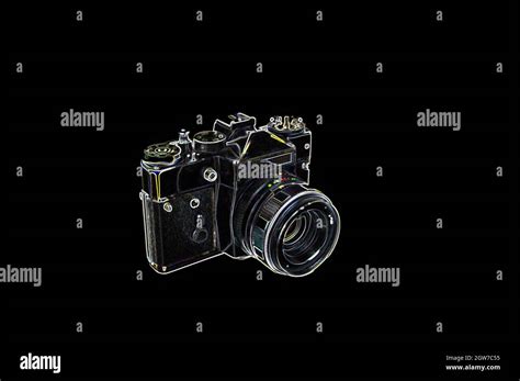 Illustration of an old photo camera with a lens Stock Photo - Alamy