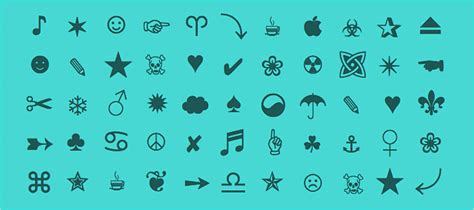 HTML icons reference guide - Unicode character list