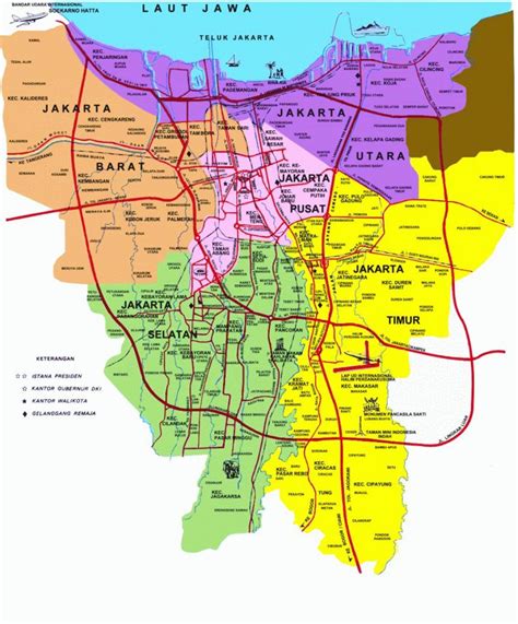 Jakarta attractions map - Map of Jakarta attractions (Java - Indonesia)