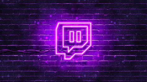 Twitch violet logo, 4k, violet brickwall, Twitch logo, social networks ...