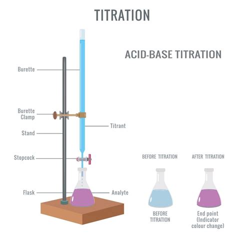 Acid base titration experiment and phases of color change during titration 20240684 Vector Art ...