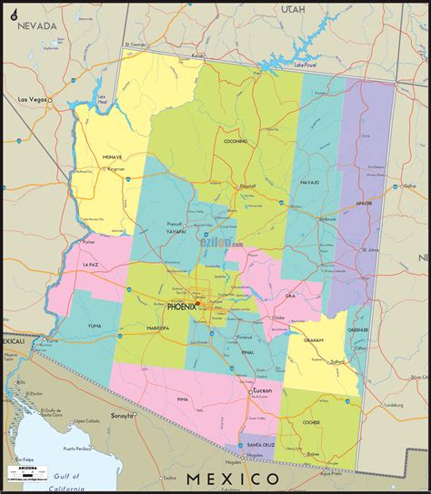 Arizona County Map | Arizona state map, Arizona map, Arizona