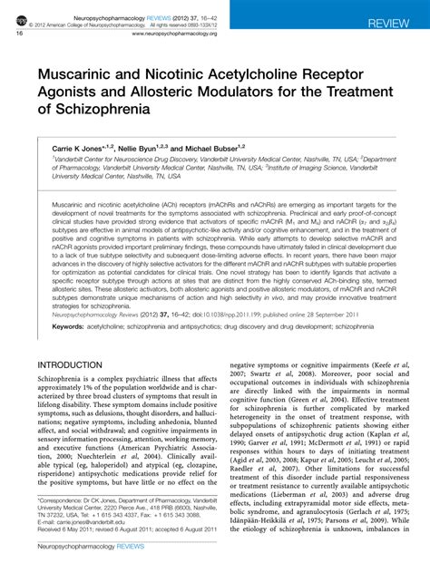 (PDF) Muscarinic and Nicotinic Acetylcholine Receptor Agonists and ...