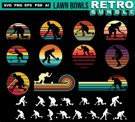 Lawn Bowls Svg Files RETRO BUNDLE Lawn Bowler Sports Instant Digital ...