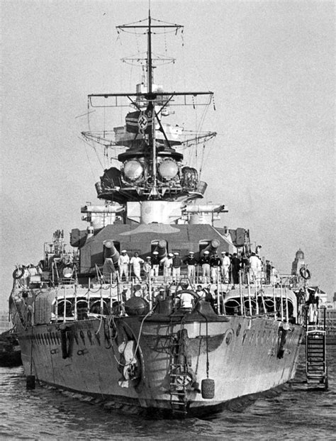 A stern view of Admiral Graf Spee in the port of Montevideo. She was ...