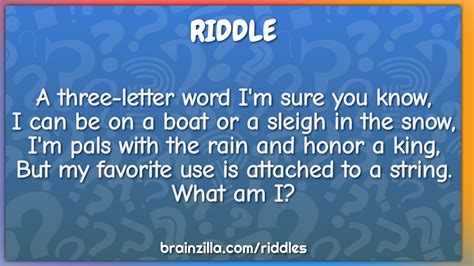 A three-letter word I'm sure you know, I can be on a boat or a sleigh ...