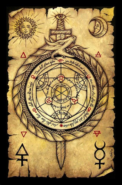 Alchemy Scroll (Ouroboros circle of transmutation) by tonelo | Alchemy ...