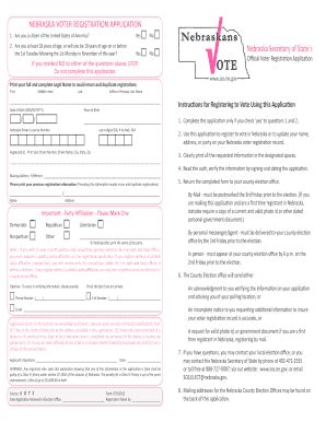 Fillable Online cassne NEBRASKA VOTER REGISTRATION APPLICATION ...