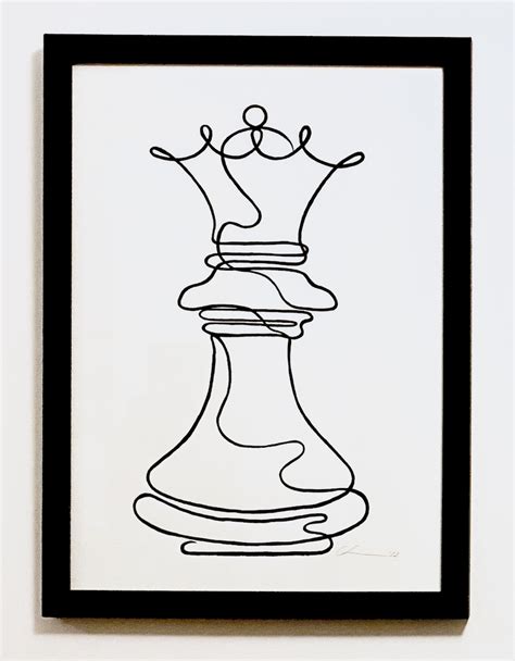 One Line Chess Queen - Art Lovers Australia