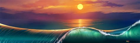 Wave and sunset 4K wallpaper download