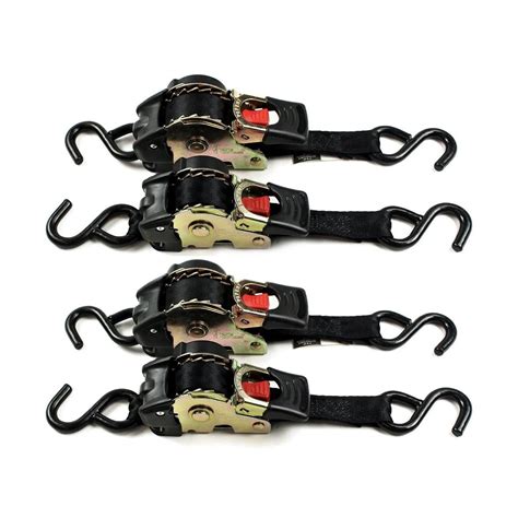 Buy 4 Auto Retract Ratchet Straps | 1" x 6' Retractable SELF-CONTAINED ...