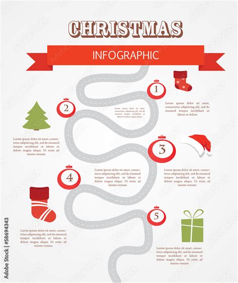 merry christmas infographics, timeline with steps Stock Vector | Adobe ...