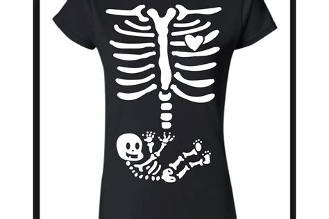 Halloween Pregnancy Skeleton Tee Shirt Design